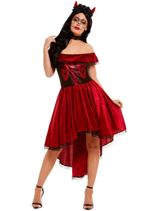 Smiffys Day Of The Dead Devil Costume, Red Adults Small