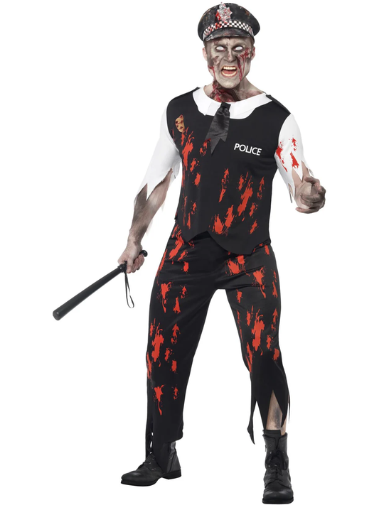 Smiffys Zombie Policeman Costume, Black Adults Large
