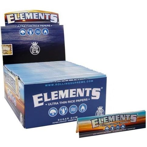 Elements Kingsize Ultra Thin Slim Rice Rolling Papers (10 Booklets)