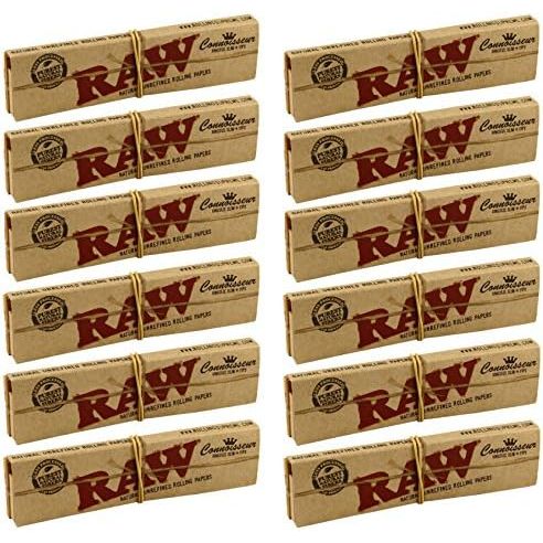 Raw Connoisseur KingSize Slim Rolling Papers with Roach Tips (12 booklets)