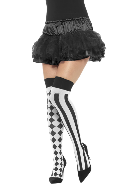 Smiffys Harlequin Hold Ups, White & Black