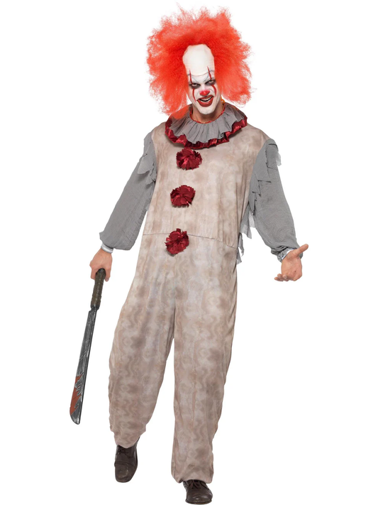 Smiffys Vintage Clown Costume, Grey & Red Medium