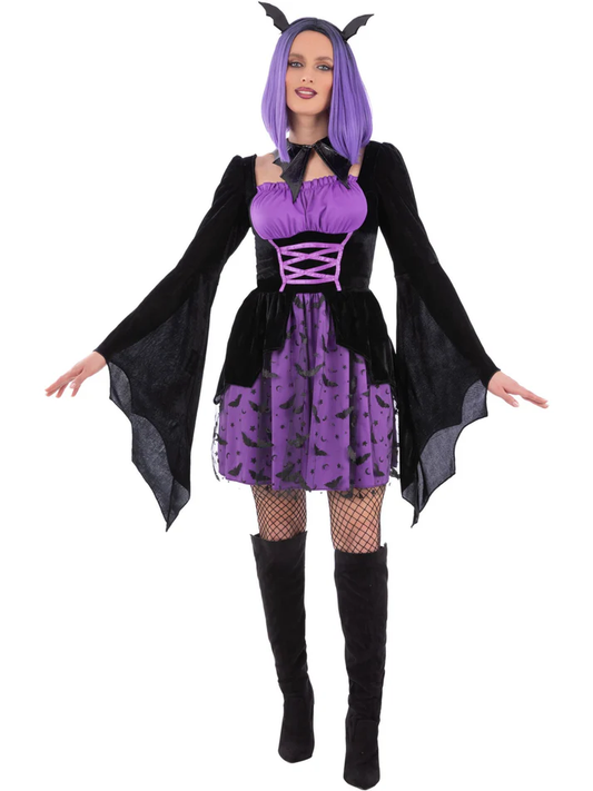 Smiffys Vampiress Bat Cosplay Costume Adults Medium