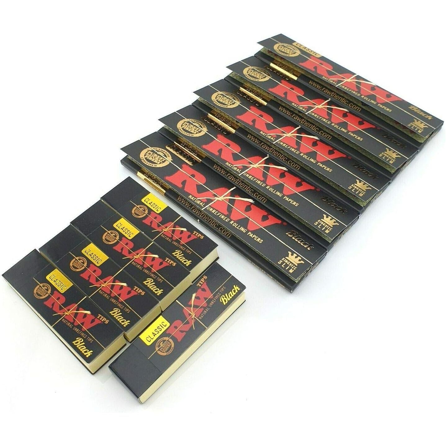 RAW Black Rolling Papers and Tips 5 Packs