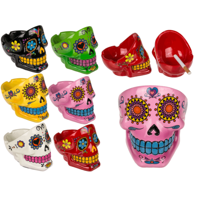 Yellow Day Of The Dead Skull Ashtray