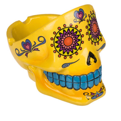 Yellow Day Of The Dead Skull Ashtray