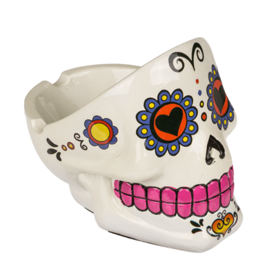 White Day Of The Dead Skull Ashtray