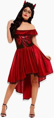 Smiffys Day Of The Dead Devil Red Adult Costumes 20-22 Extra Large