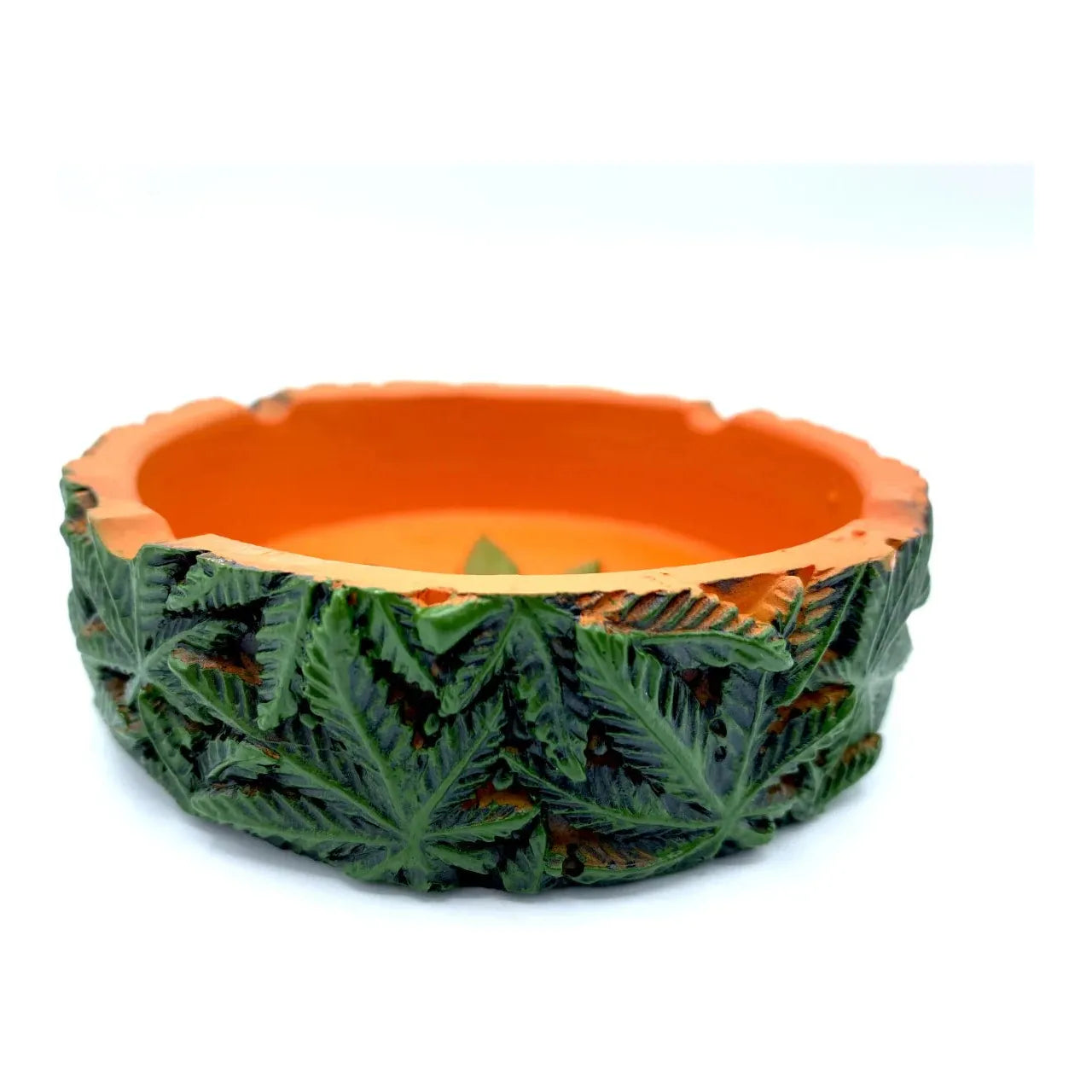 Orange Green Leaf Ashtray