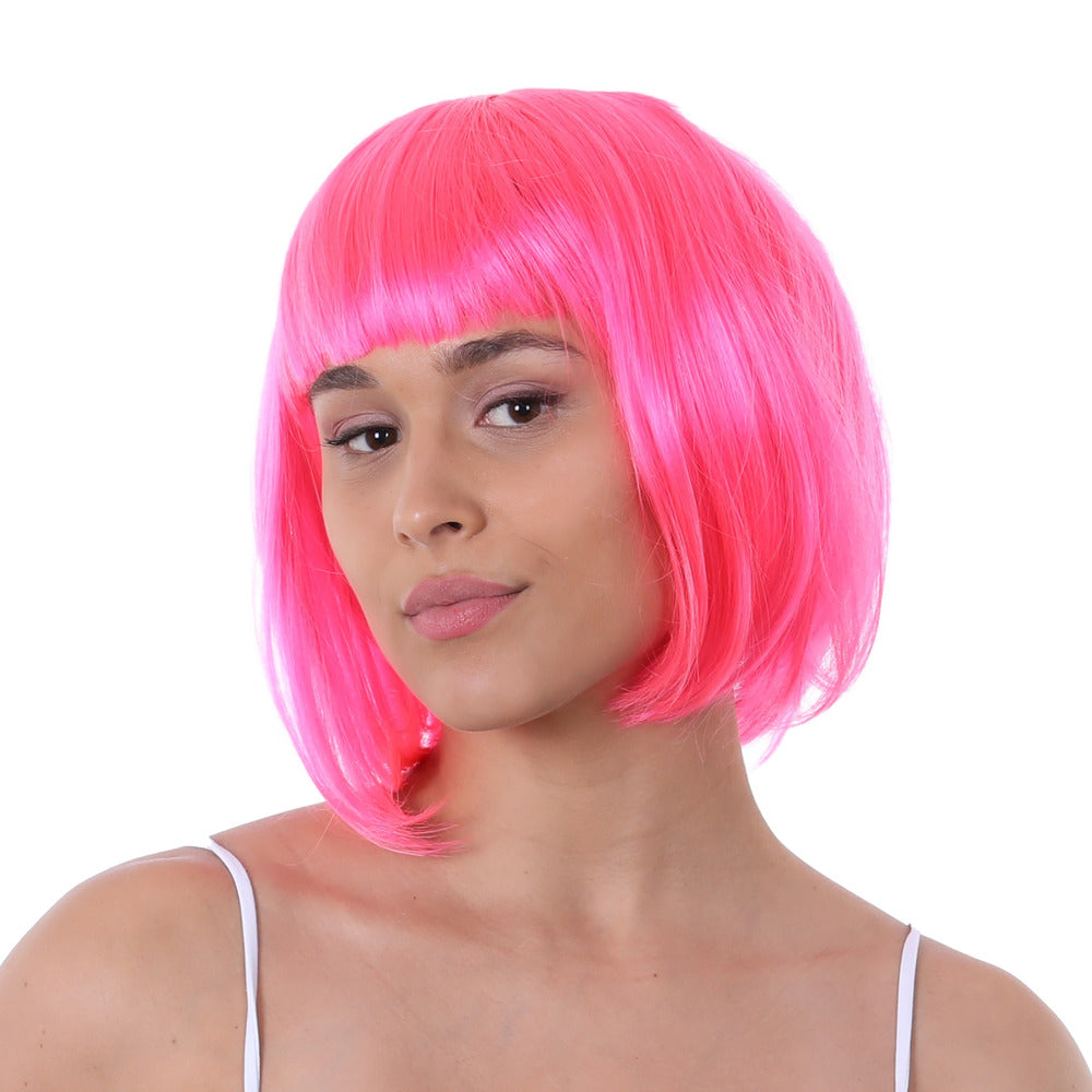 Bright Pink Bob Straight Wig